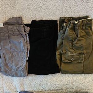 Boys Casual Pants Trio - Gray, Black, and Olive Size 4T
